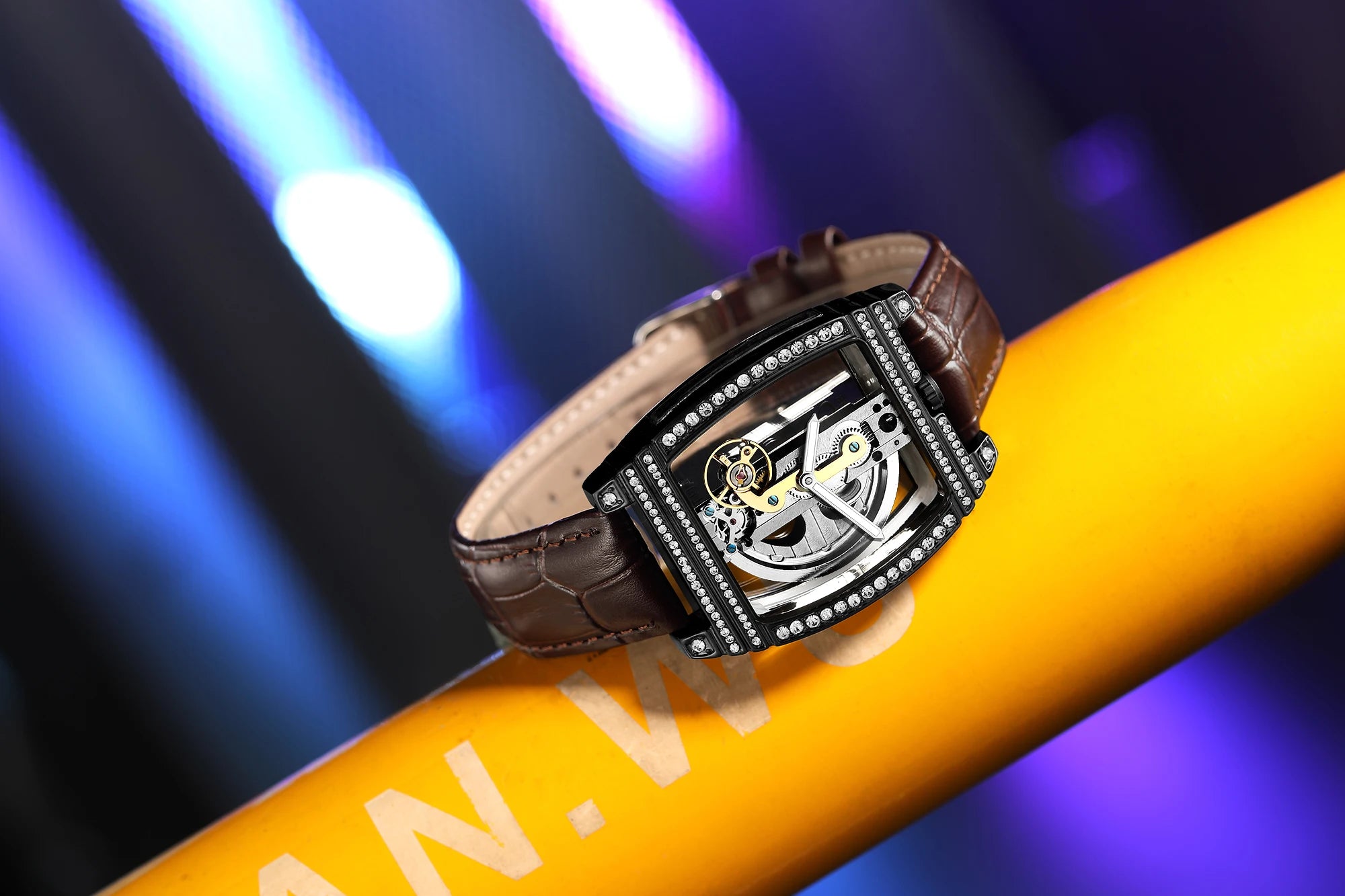 Transparent Automatic Mechanical Watch Men Steampunk Skeleton Luxury Gear Self Winding Leather Mens Clock Watches Montre Homme