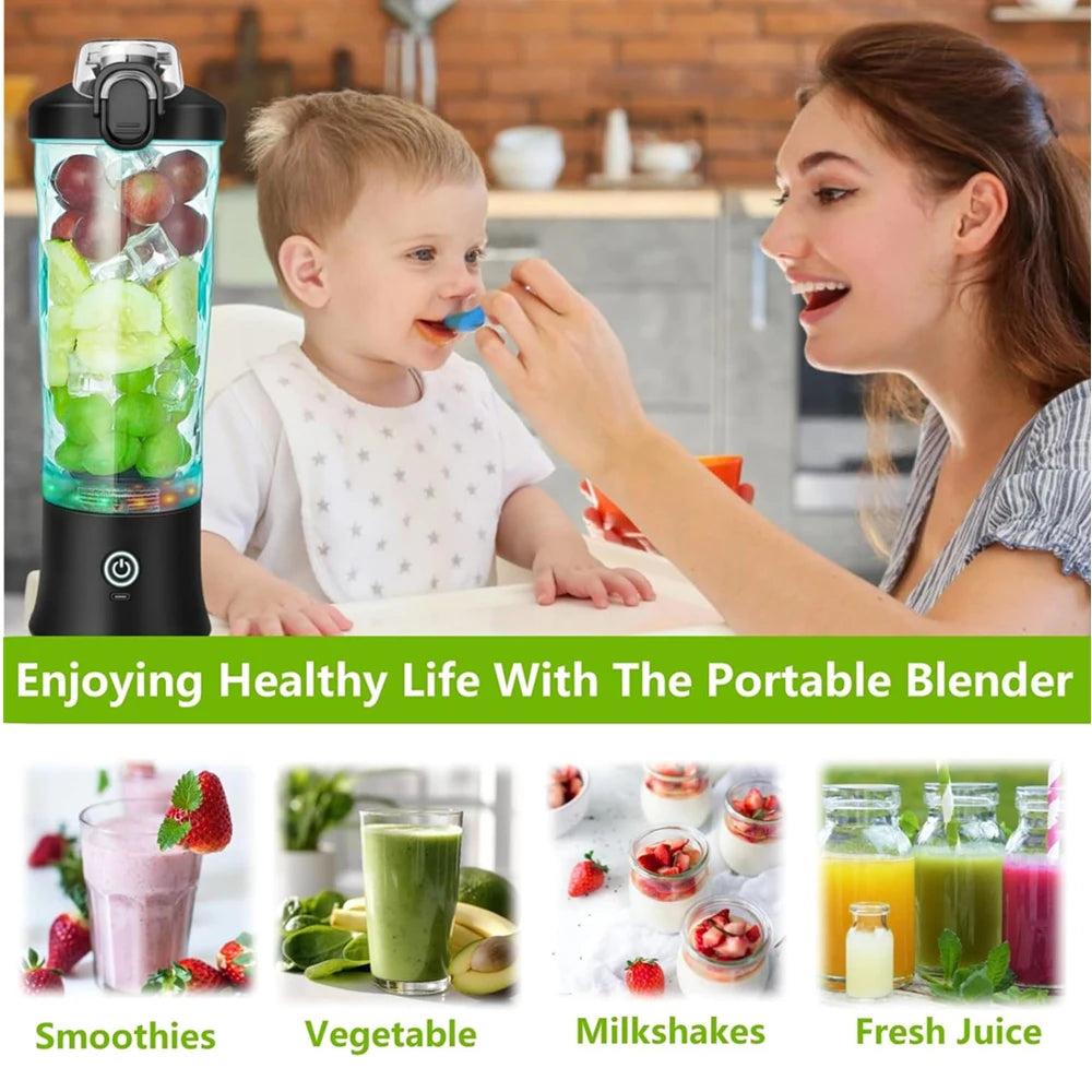 Portable Cordless Blender – 18oz USB-C Rechargeable Smoothie Maker with Leakproof Lid & BPA-Free Cup