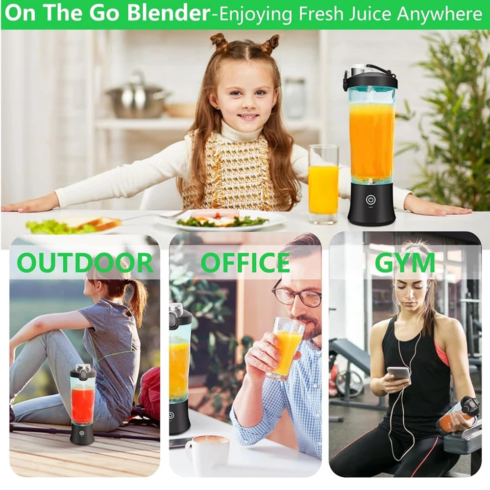 Portable Cordless Blender – 18oz USB-C Rechargeable Smoothie Maker with Leakproof Lid & BPA-Free Cup