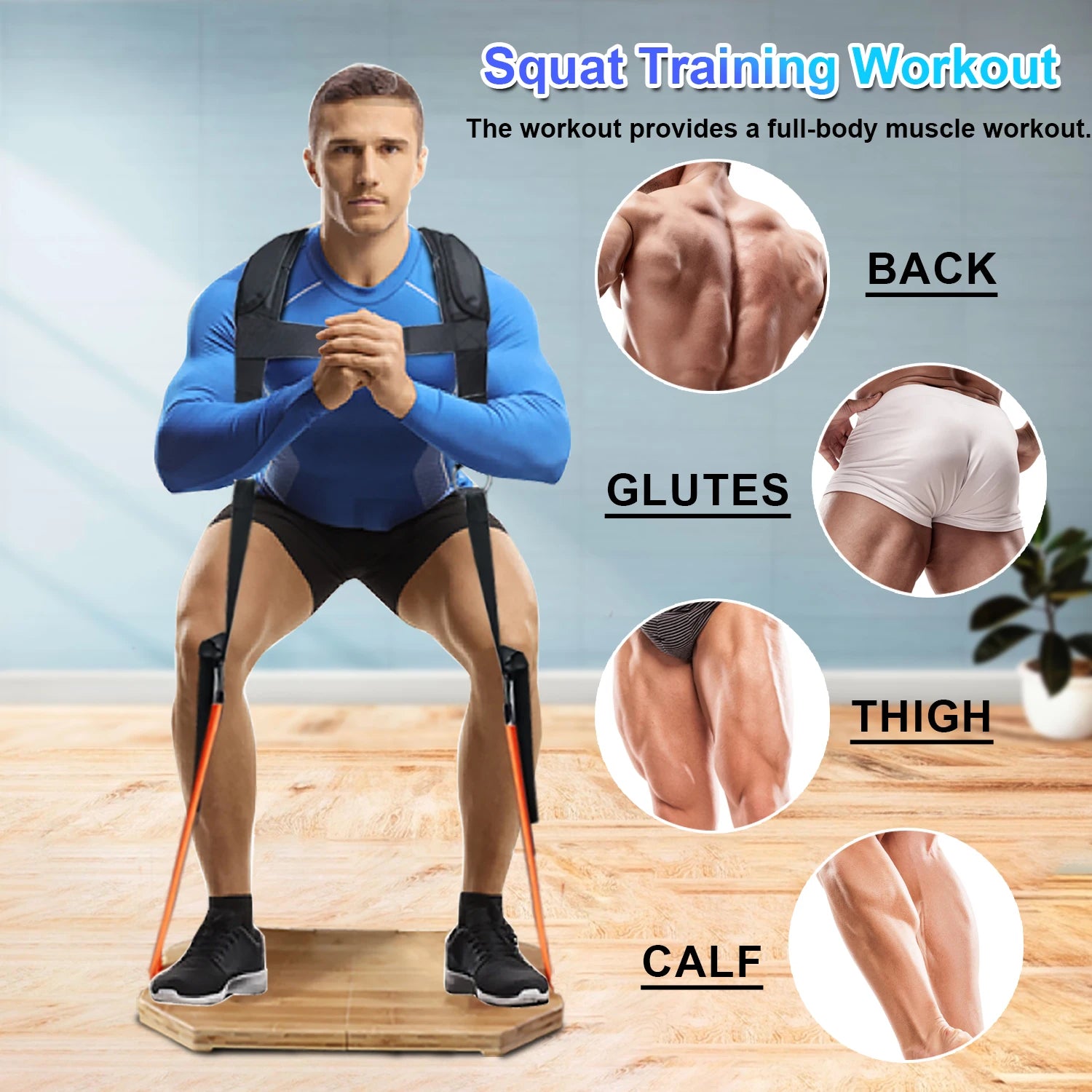 Adjustable Squat Harness Vest for Resistance Bands – Padded Shoulder Strap for Squat and Strength Training Workouts
