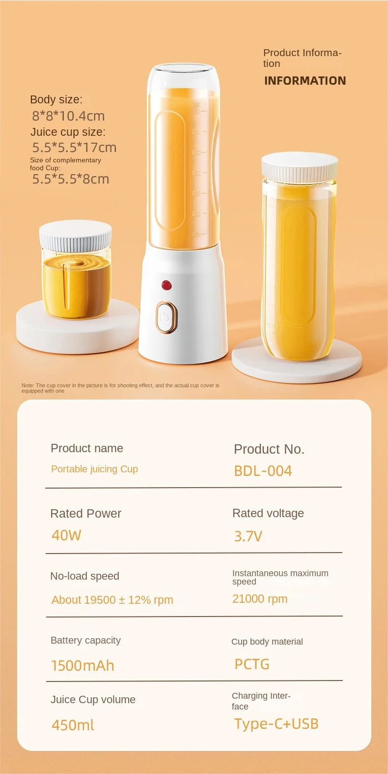 Portable  Blender For Kitchen And Home  Wireless Electric Fruit Juicer Machine Shakes and Smoothies Personal Travel Blender