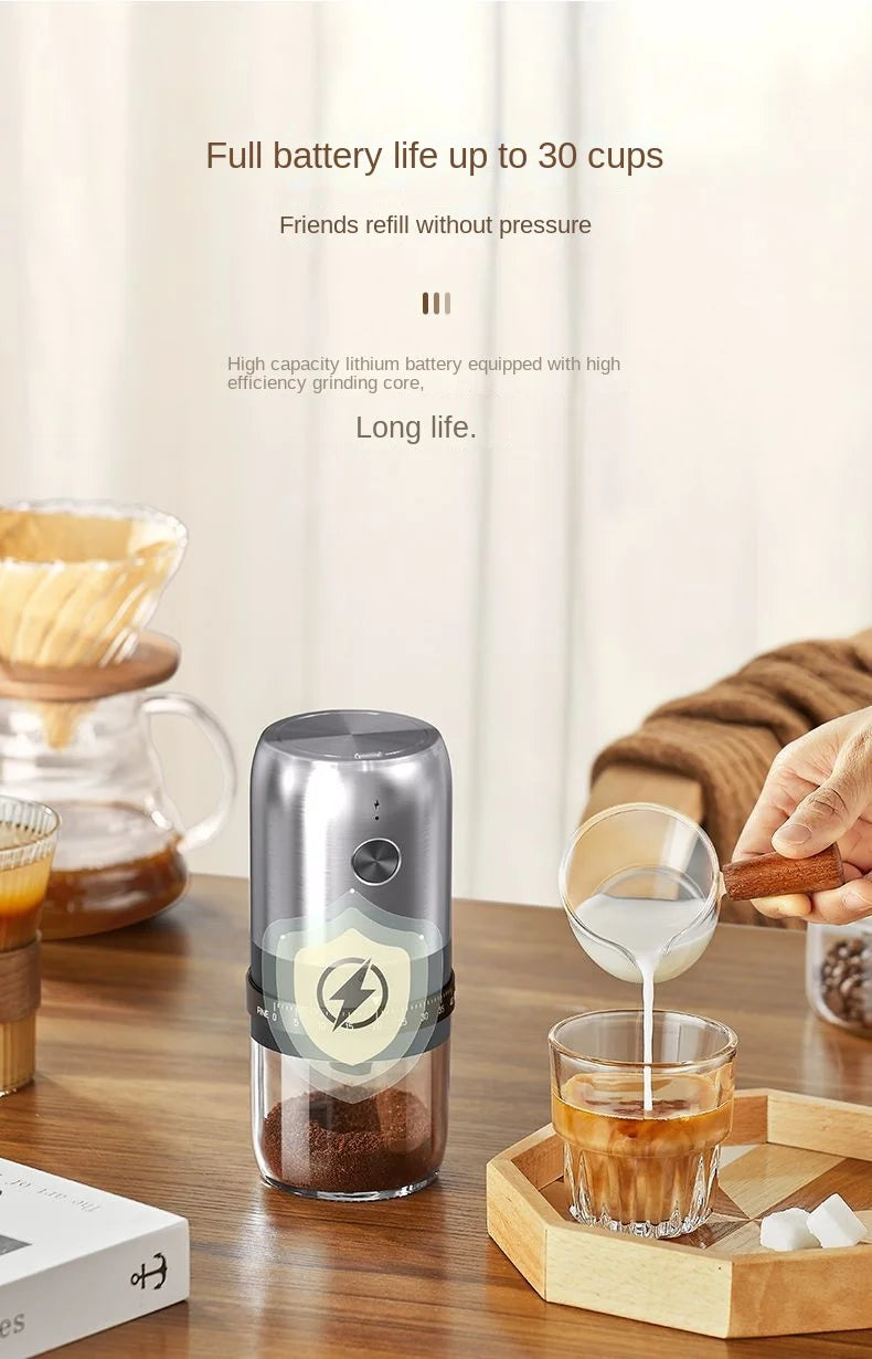 Portable Electric Coffee Grinder – USB Rechargeable, Adjustable Grind for Home & Travel