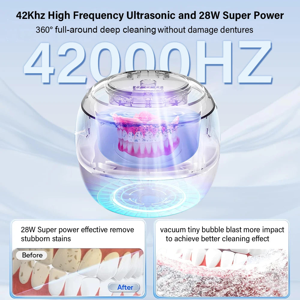 Mini UV Ultrasonic Cleaner for Retainers, Dentures & Jewelry