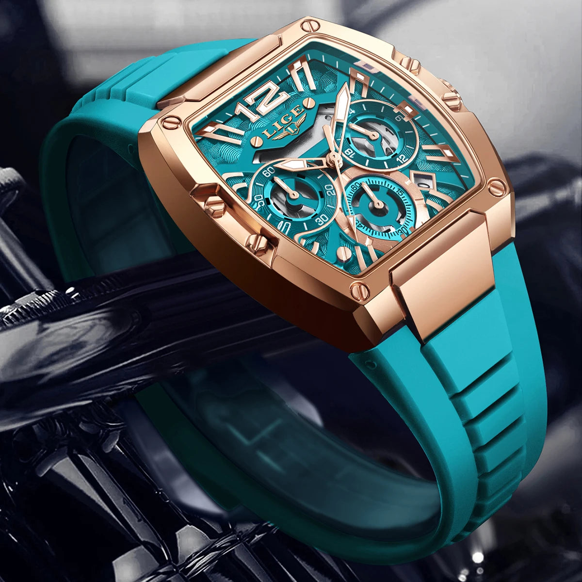 LIGE Men's Quartz Sports Watch – Waterproof, Luminous Dial, Silicone Strap, Outdoor Casual Style