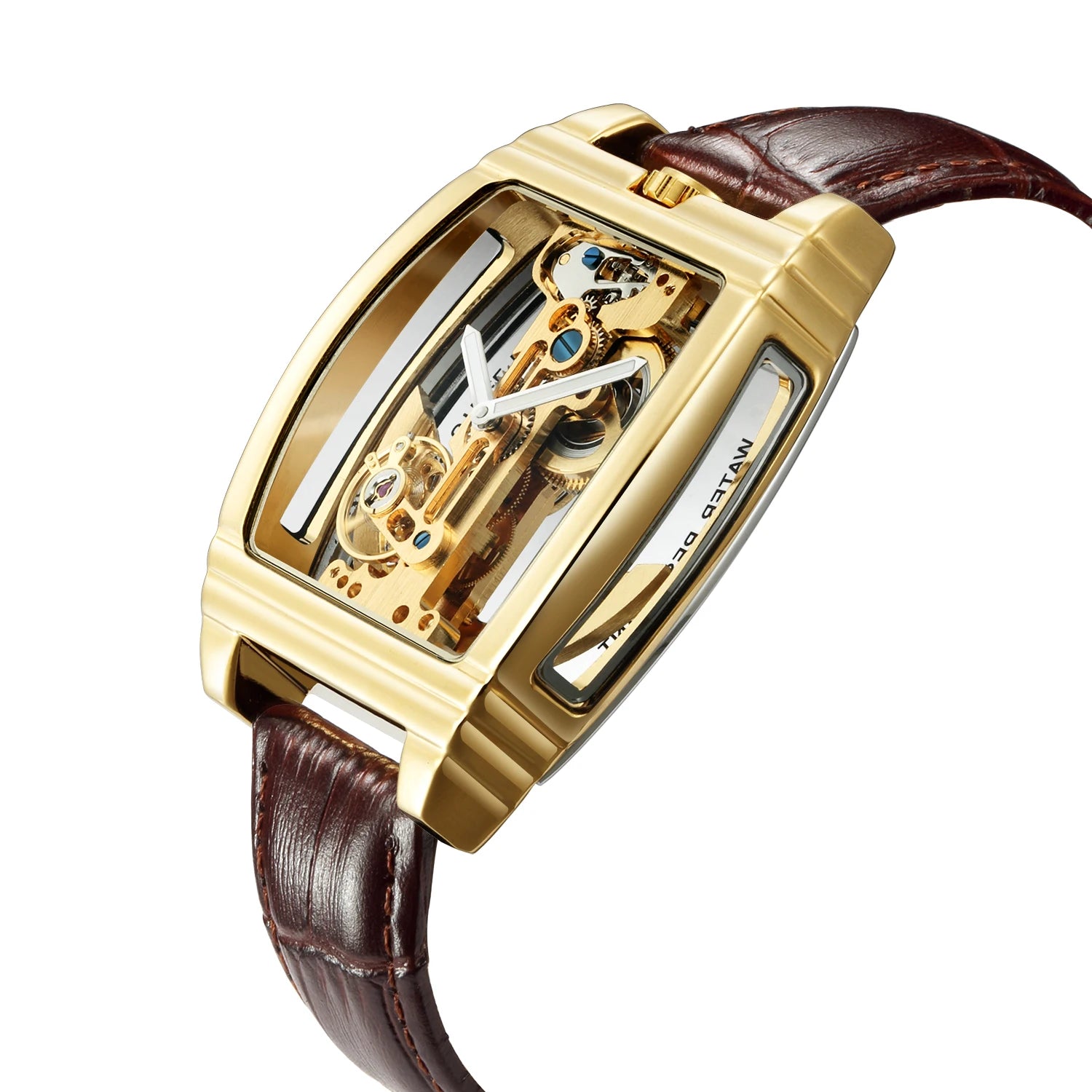 Transparent Automatic Mechanical Watch Men Steampunk Skeleton Luxury Gear Self Winding Leather Mens Clock Watches Montre Homme