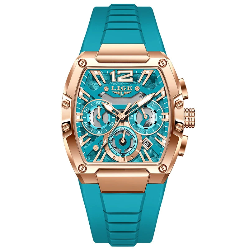 LIGE Men's Quartz Sports Watch – Waterproof, Luminous Dial, Silicone Strap, Outdoor Casual Style