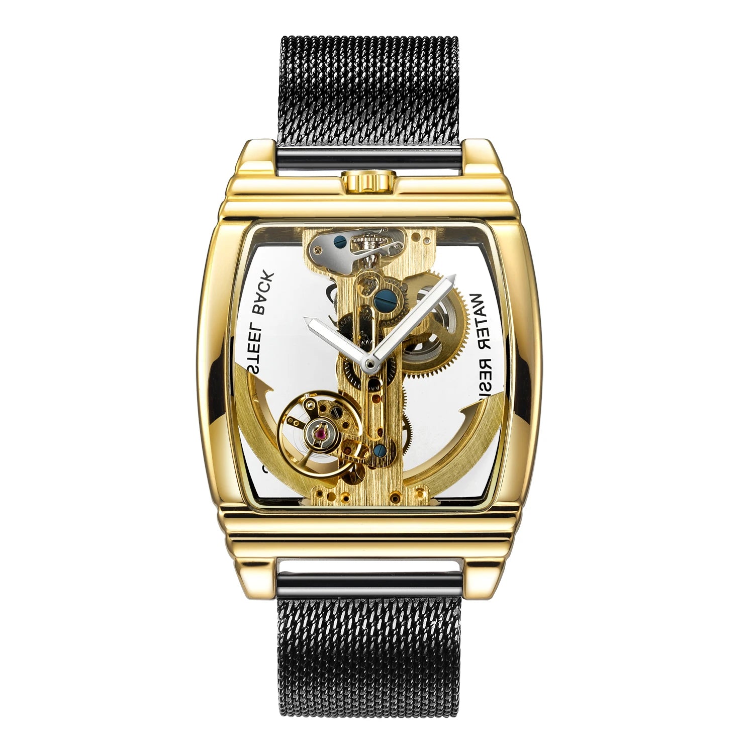 Transparent Automatic Mechanical Watch Men Steampunk Skeleton Luxury Gear Self Winding Leather Mens Clock Watches Montre Homme