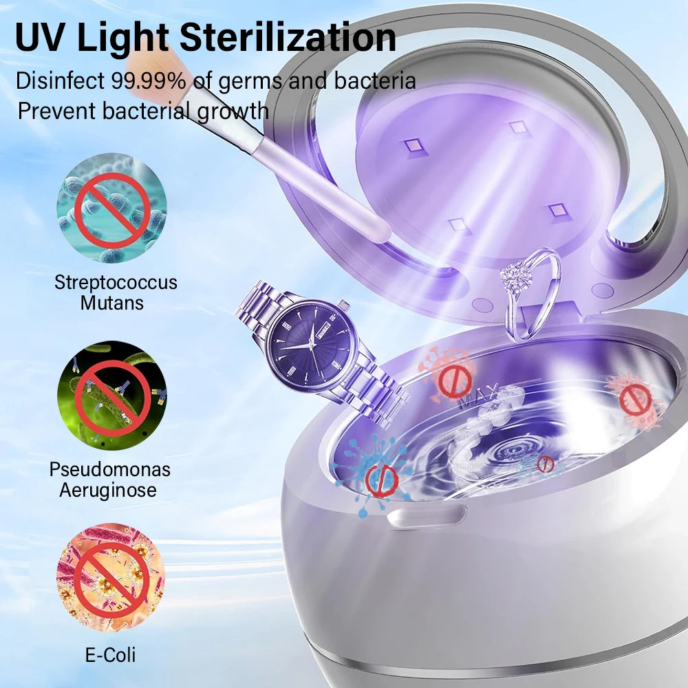 Mini UV Ultrasonic Cleaner for Retainers, Dentures & Jewelry