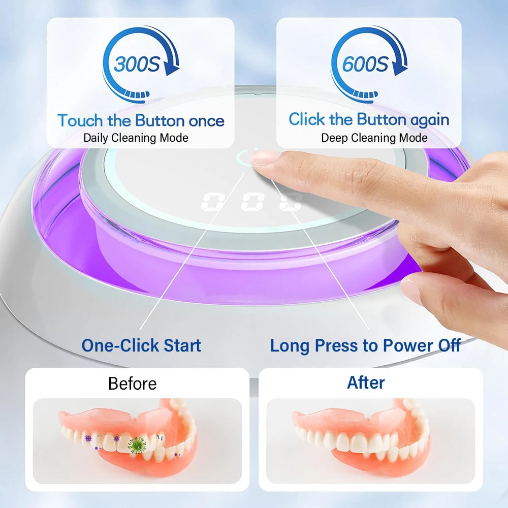 Mini UV Ultrasonic Cleaner for Retainers, Dentures & Jewelry