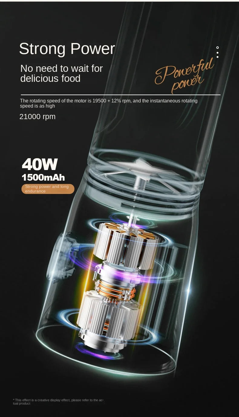 Portable  Blender For Kitchen And Home  Wireless Electric Fruit Juicer Machine Shakes and Smoothies Personal Travel Blender