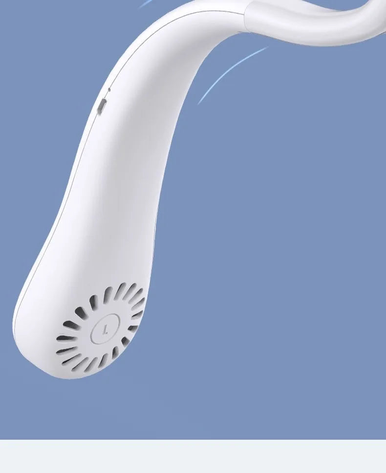 Mini Neck-Mounted Bladeless Fan – 3-Speed Rechargeable Wearable Cooler