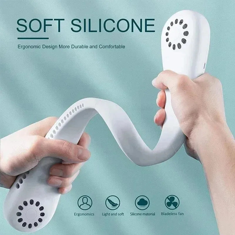 Mini Neck-Mounted Bladeless Fan – 3-Speed Rechargeable Wearable Cooler
