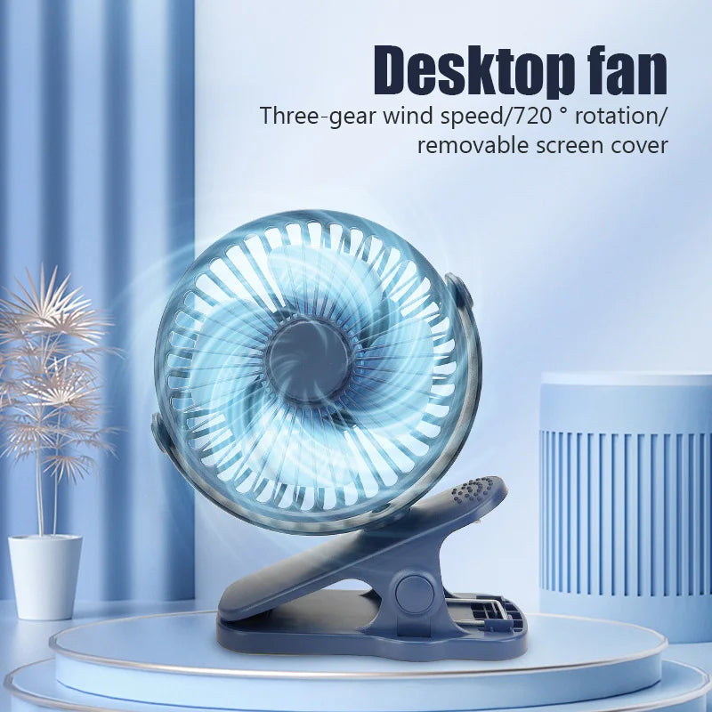 Portable Mini USB Clip Fan – Quiet Desktop Electric Air Cooler for Students & Dormitory Use