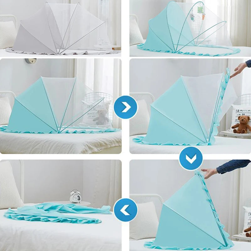 Foldable Full-Coverage Baby Bed Mosquito Net – Portable, Breathable Crib Netting for Newborns
