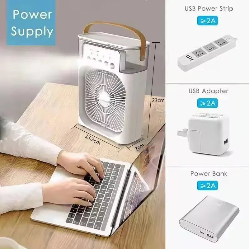 2025 3-in-1 Portable Air Cooler – Fan, Humidifier & LED Night Light