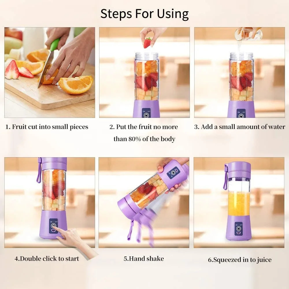 Portable Mini Electric Juicer – USB Rechargeable Smoothie & Juice Maker for Fruits and Citrus