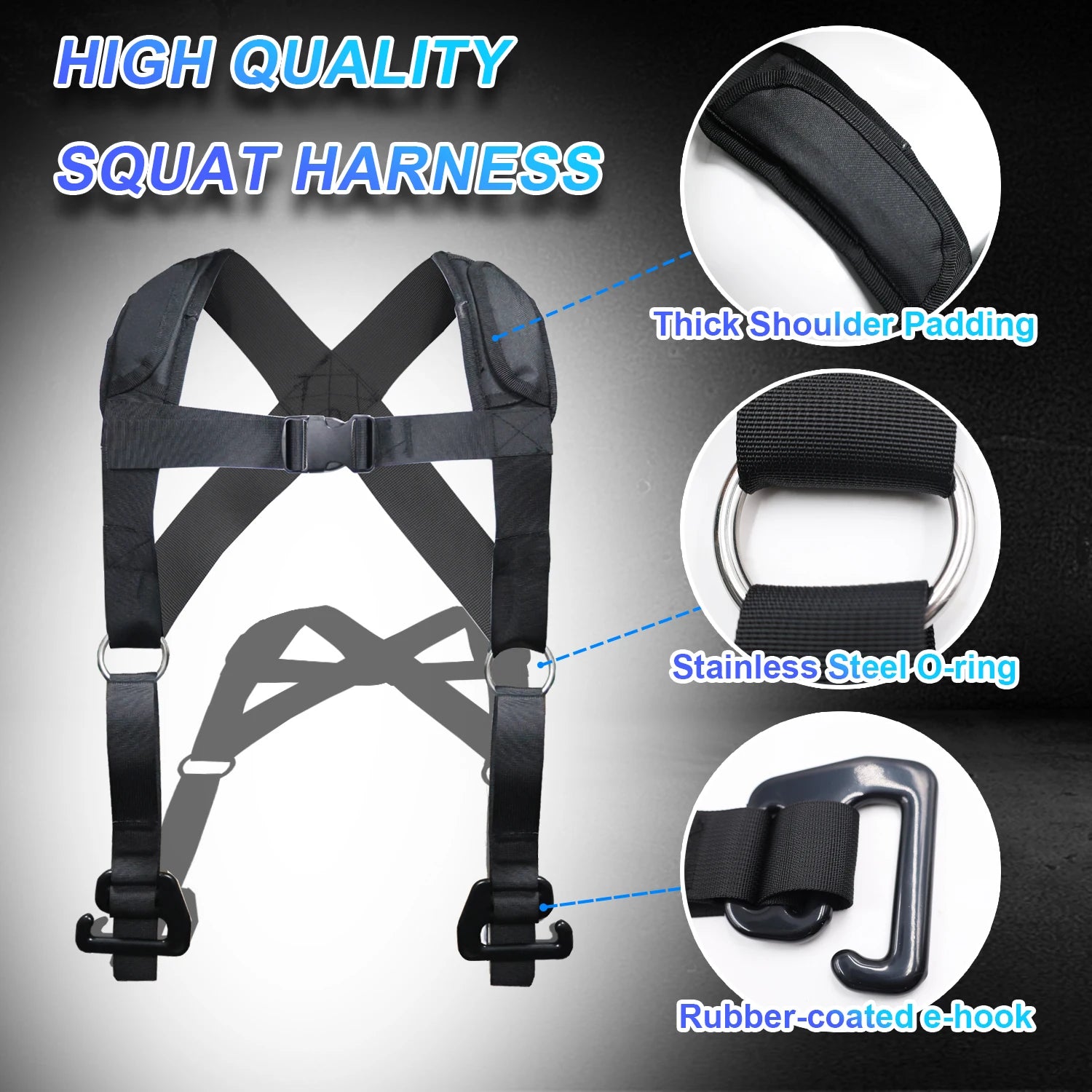 Adjustable Squat Harness Vest for Resistance Bands – Padded Shoulder Strap for Squat and Strength Training Workouts