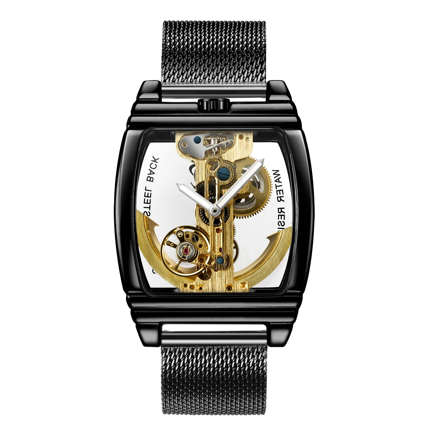 Transparent Automatic Mechanical Watch Men Steampunk Skeleton Luxury Gear Self Winding Leather Mens Clock Watches Montre Homme
