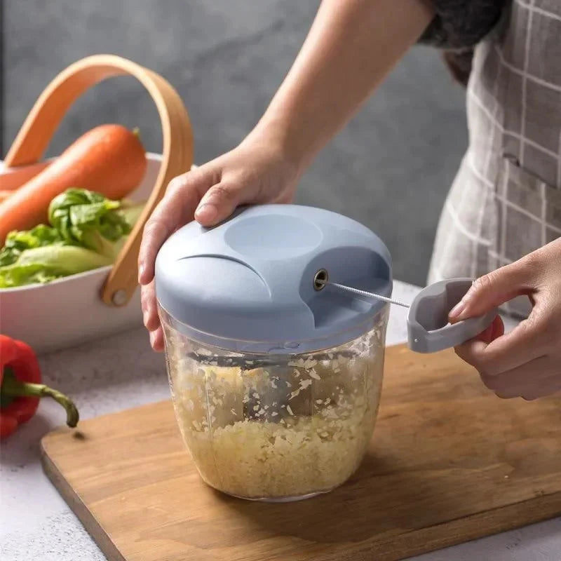 Manual Garlic Chopper & Vegetable Cutter – 200/500/900ML Hand-Pull Food Slicer & Crusher for Kitchen Use