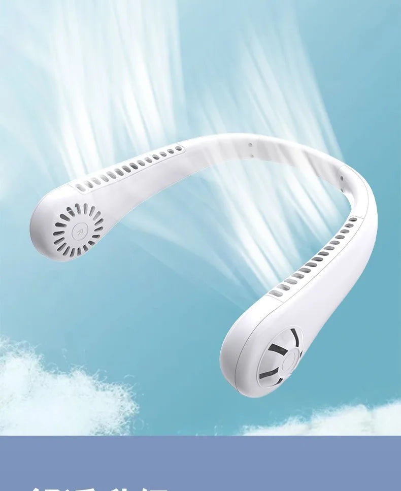 Mini Neck-Mounted Bladeless Fan – 3-Speed Rechargeable Wearable Cooler