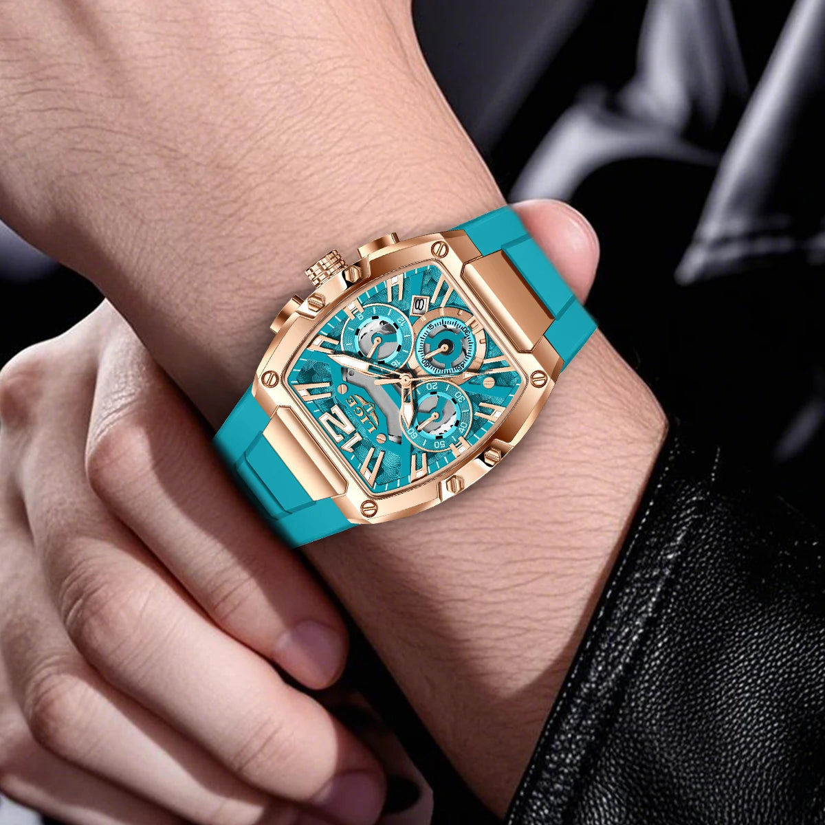 LIGE Men's Quartz Sports Watch – Waterproof, Luminous Dial, Silicone Strap, Outdoor Casual Style