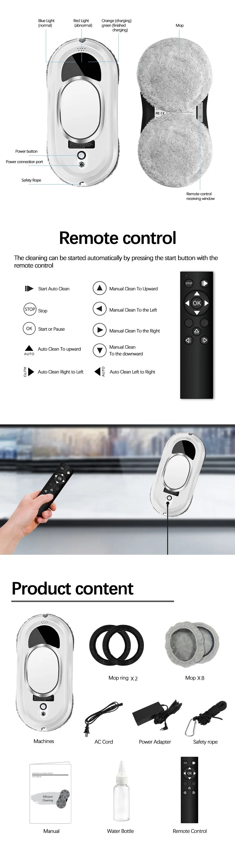 Smart Window Cleaning Robot – Remote-Controlled Glass Cleaner