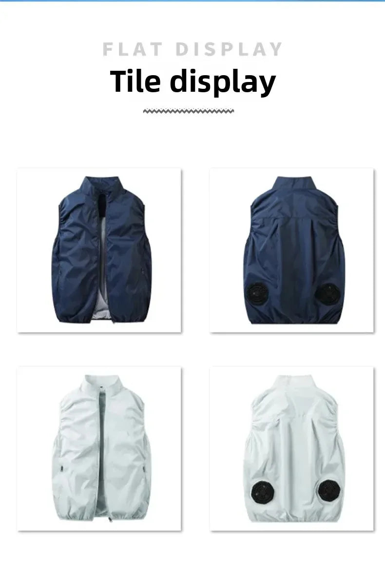 Men’s USB  and women Charging Cooling Fan Vest – Sleeveless Hooded Outdoor Jacket