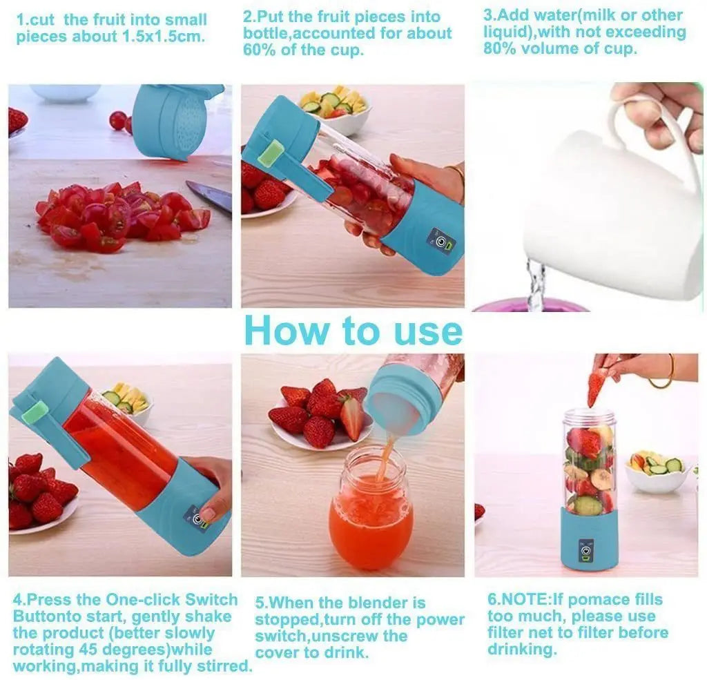 Portable Mini Electric Juicer – USB Rechargeable Smoothie & Juice Maker for Fruits and Citrus