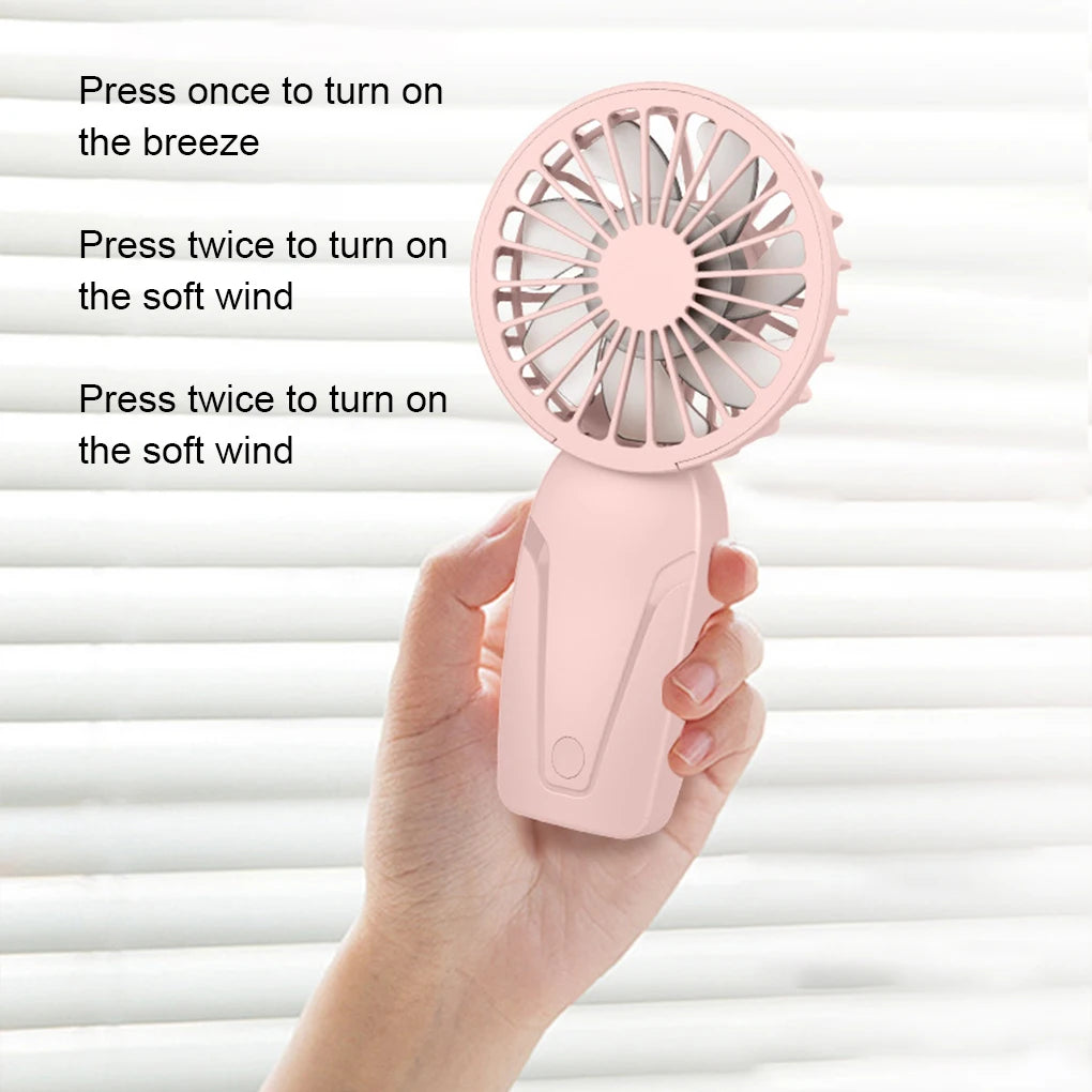 Portable Handheld Mini Fan – USB Rechargeable, Lightweight ABS with Cute Design for On-the-Go Cooling