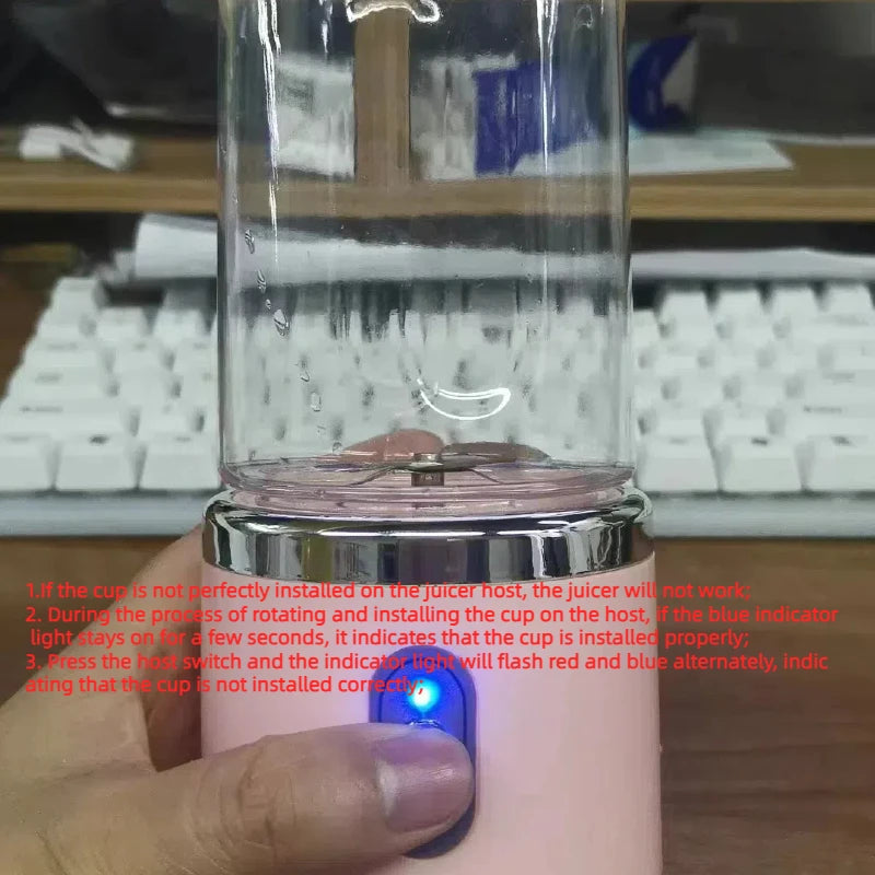 Portable Electric Blender Bottle – 6-Blade Smoothie Maker & Ice-Crushing Juice Cup