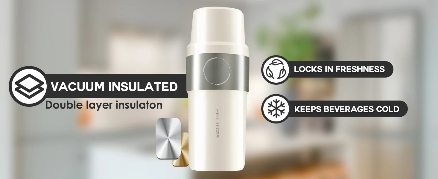 Portable Vacuum Blender – Rechargeable Fruit & Vegetable Mixer with Stainless Steel Blades