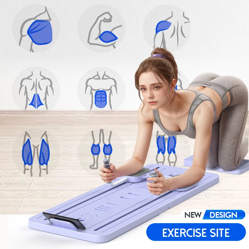 Multifunctional Abdominal Exercise Board with Auto-Rebound & Resistance Bands – Full Body Training for Home and Office