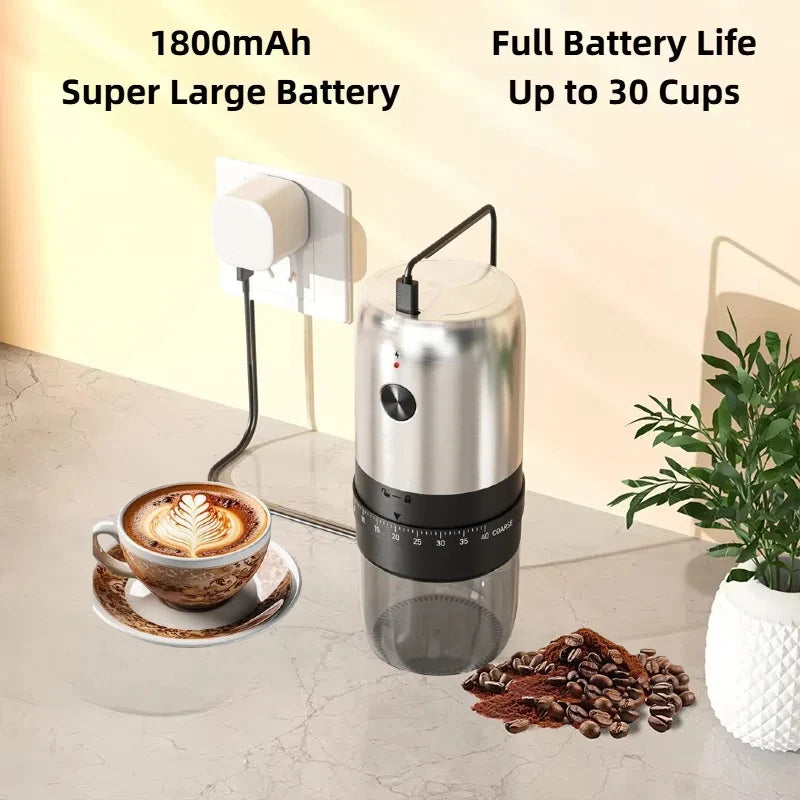 Portable Electric Coffee Grinder – USB Rechargeable, Adjustable Grind for Home & Travel