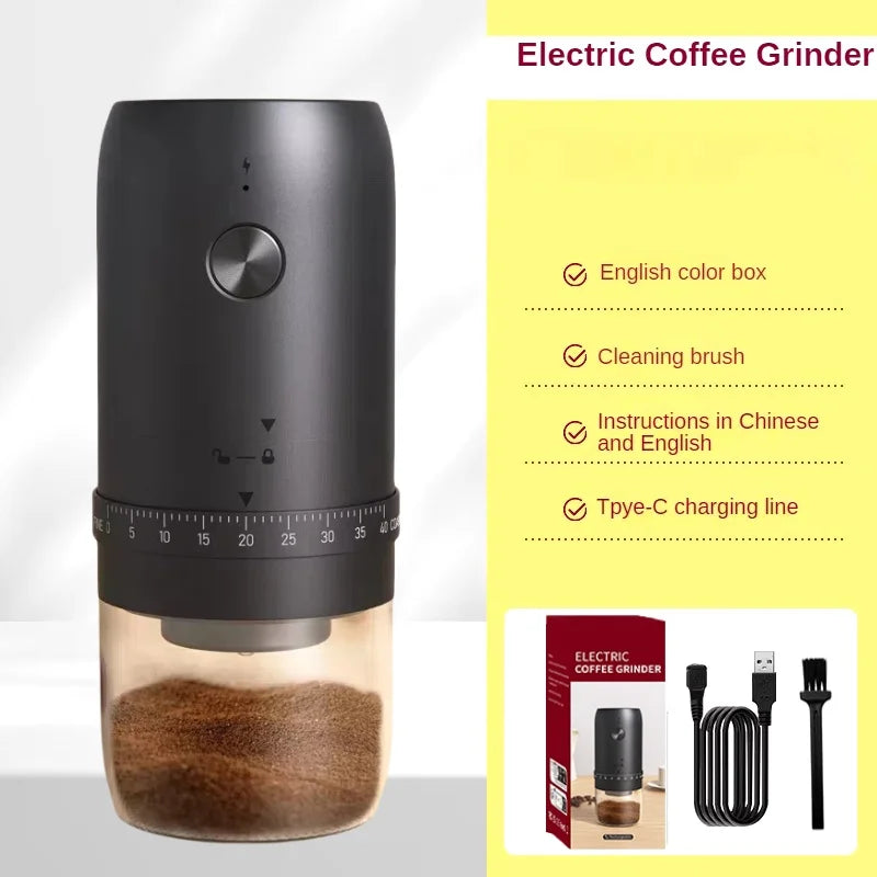 Portable Electric Coffee Grinder – USB Rechargeable, Adjustable Grind for Home & Travel