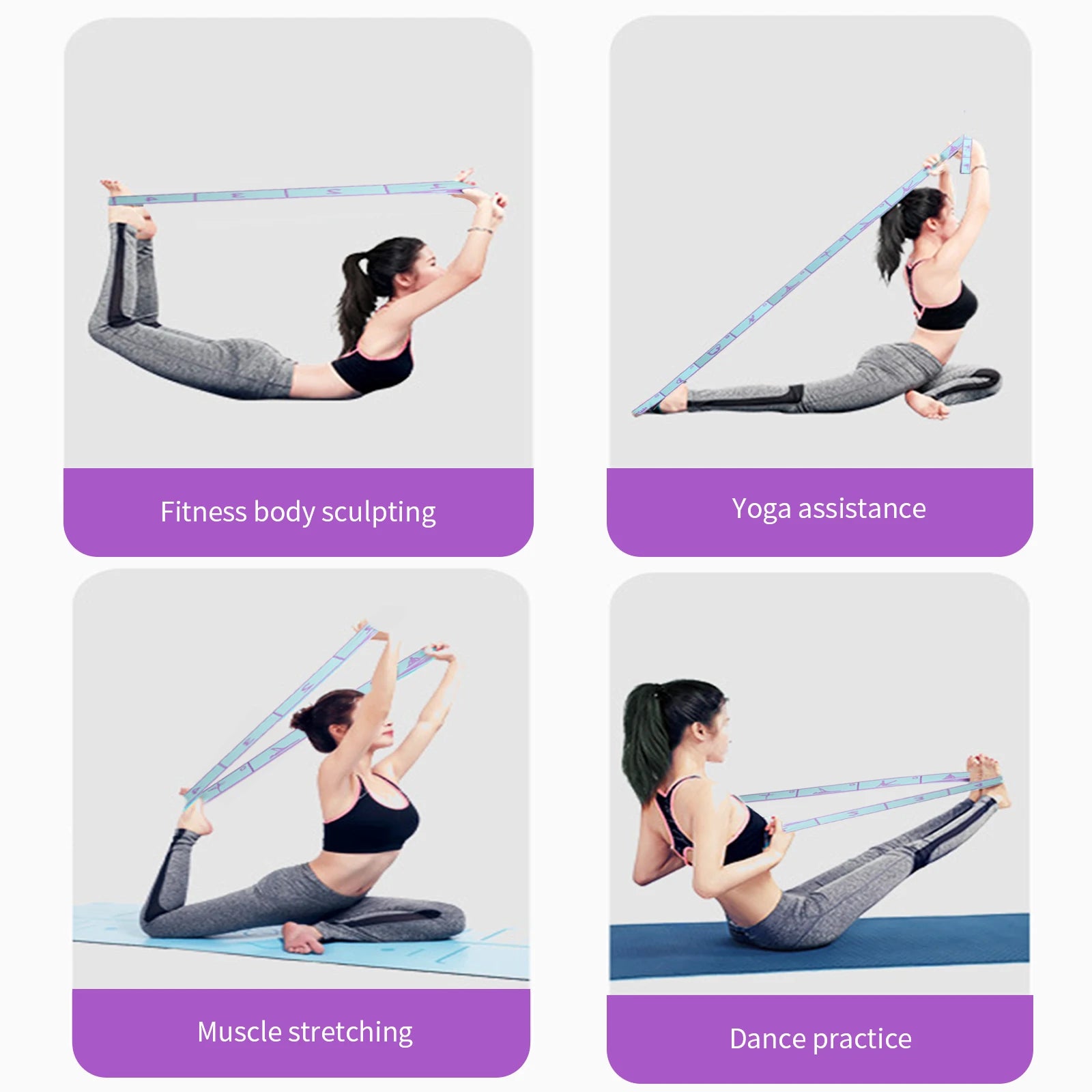 Loop Resistance Bands for Ballet & Pilates – Fitness Strength Training Stretching Bands with Yoga Pattern