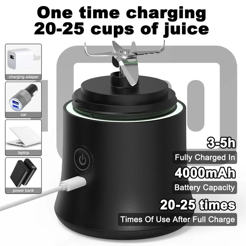 Portable USB Blender 600ML – 4000mAh Rechargeable Smoothie & Juice Maker