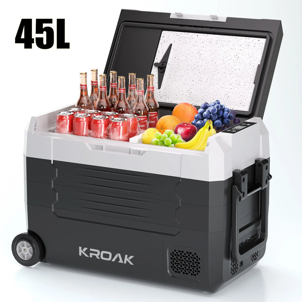 KROAK Dual Zone Portable Car Fridge 35L/45L/55L with Bluetooth & Wheels