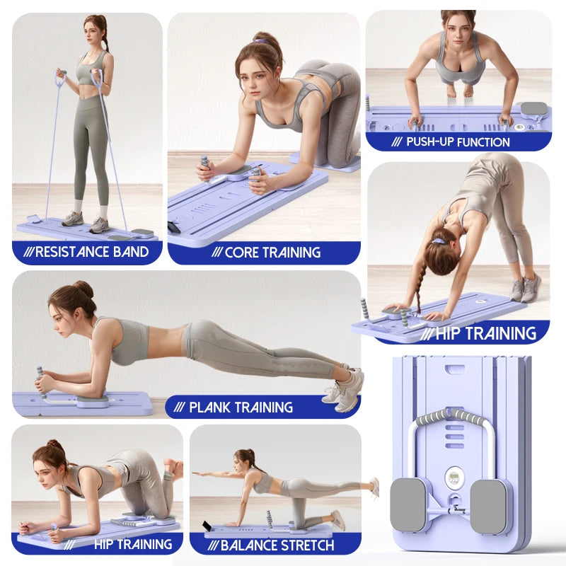 Multifunctional Abdominal Exercise Board with Auto-Rebound & Resistance Bands – Full Body Training for Home and Office