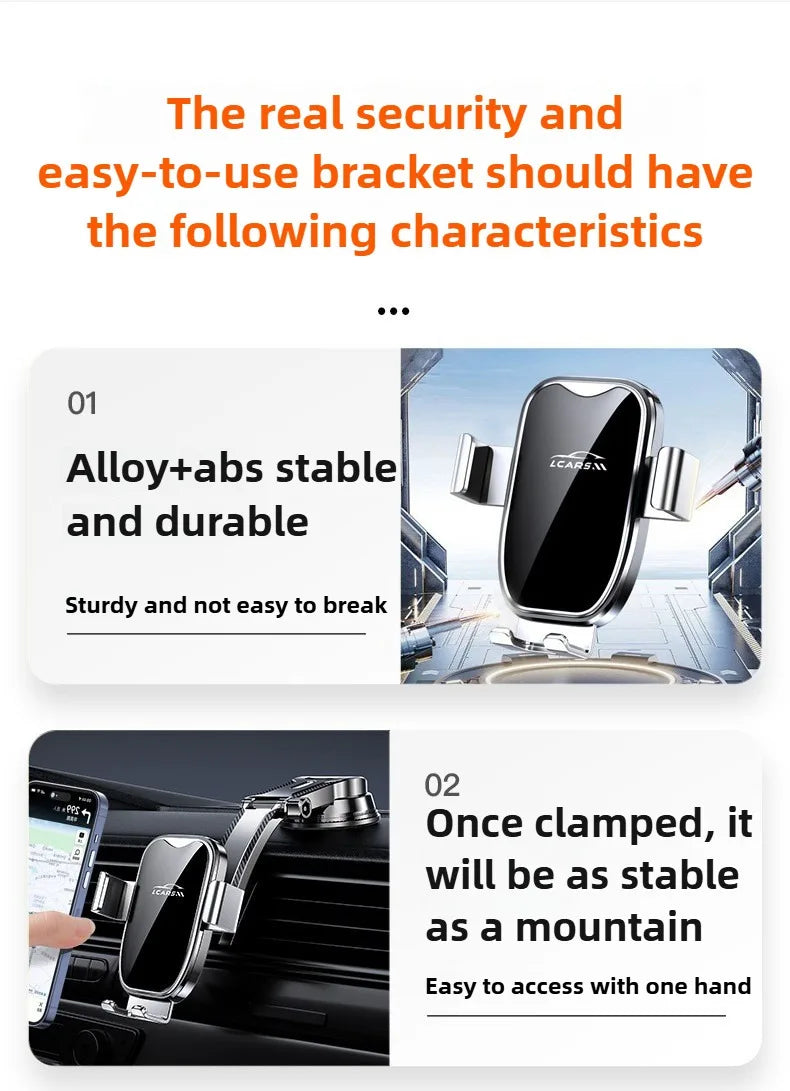 Adjustable Car Phone Holder – Universal Mount for Dashboard & Vent, Compatible with All Smartphones & Vehicle Models
