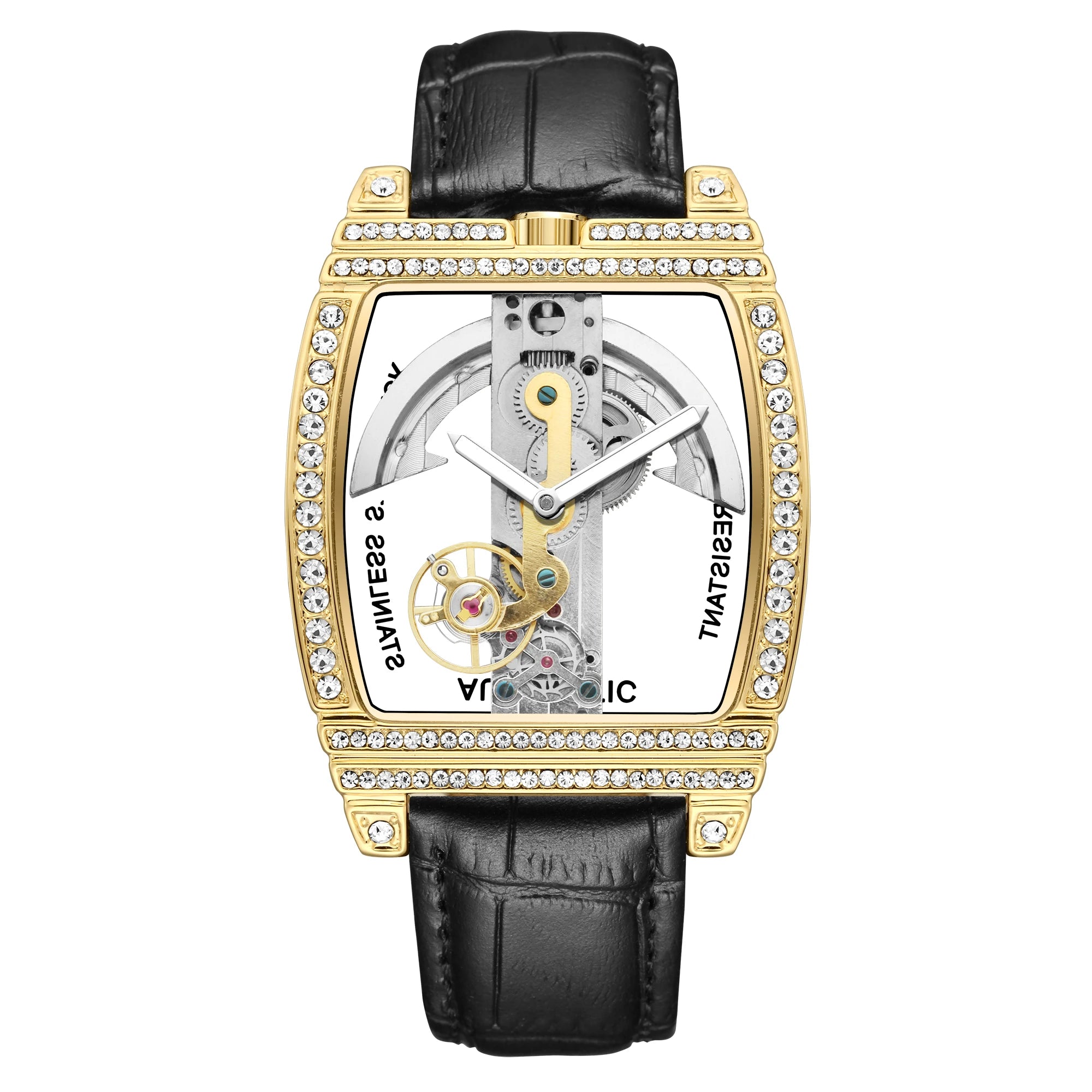 Transparent Automatic Mechanical Watch Men Steampunk Skeleton Luxury Gear Self Winding Leather Mens Clock Watches Montre Homme