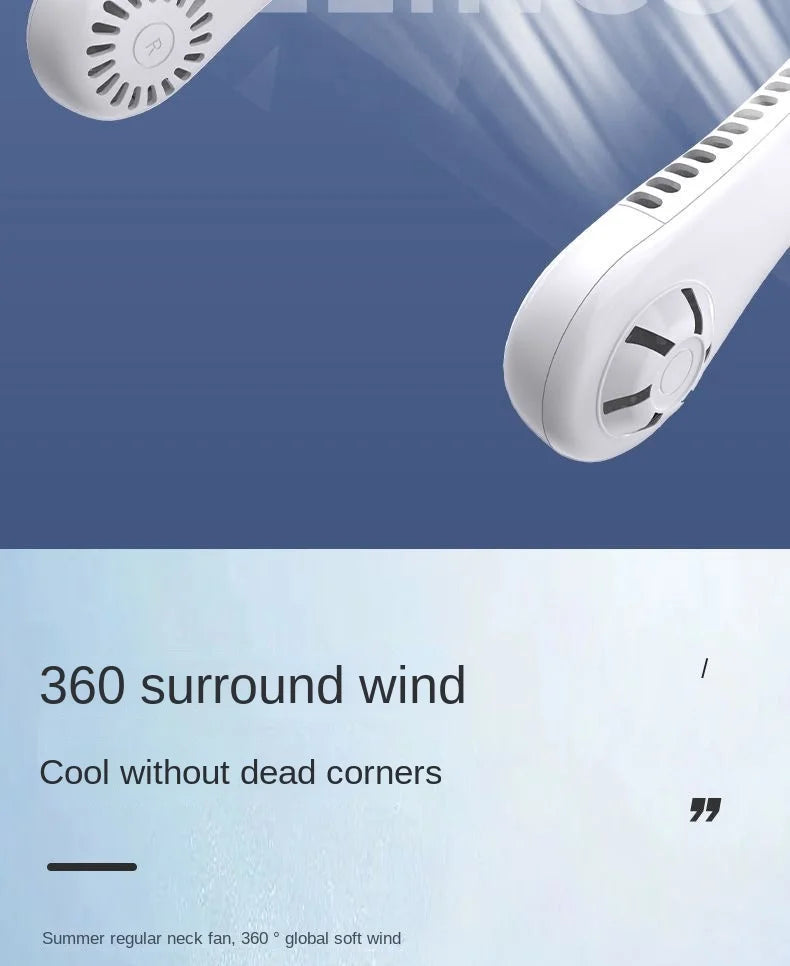 Mini Neck-Mounted Bladeless Fan – 3-Speed Rechargeable Wearable Cooler