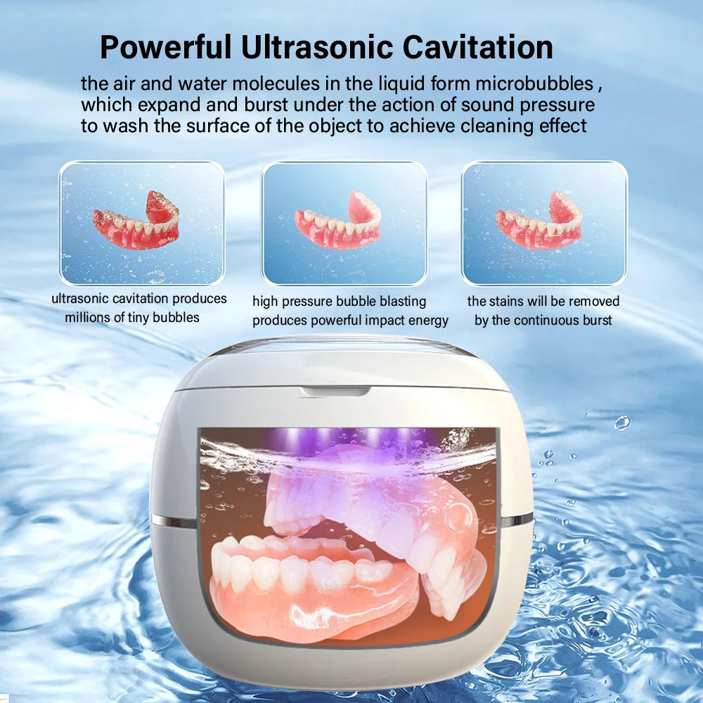 Mini UV Ultrasonic Cleaner for Retainers, Dentures & Jewelry
