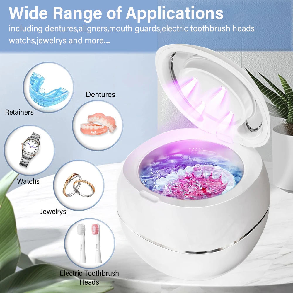 Mini UV Ultrasonic Cleaner for Retainers, Dentures & Jewelry