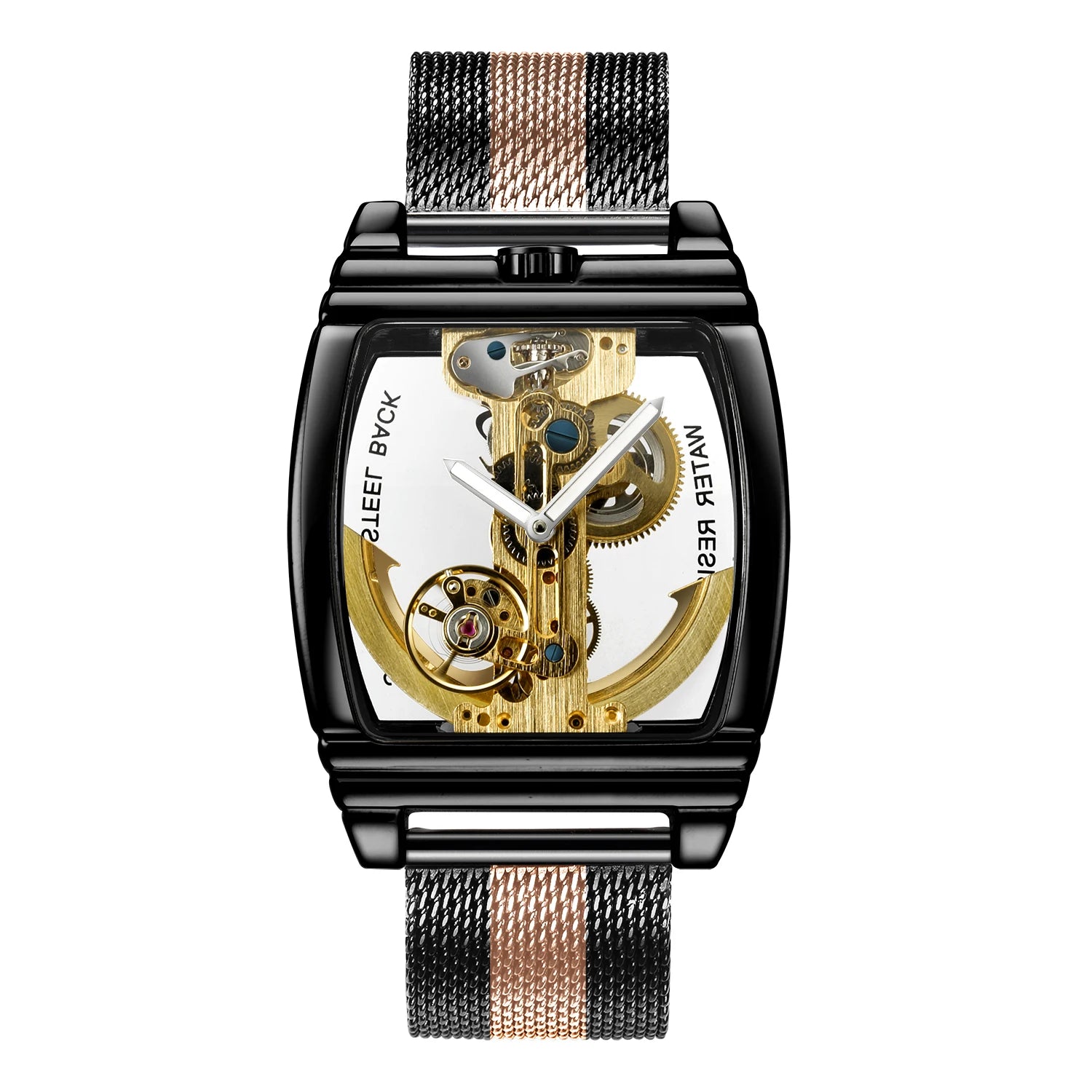 Transparent Automatic Mechanical Watch Men Steampunk Skeleton Luxury Gear Self Winding Leather Mens Clock Watches Montre Homme