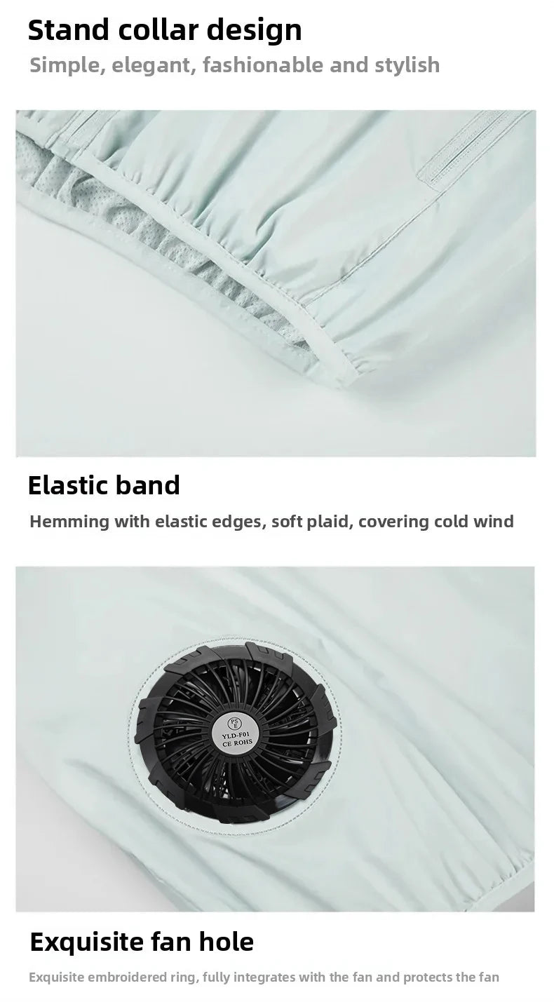 Men’s USB  and women Charging Cooling Fan Vest – Sleeveless Hooded Outdoor Jacket