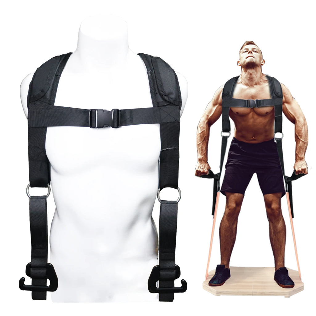 Adjustable Squat Harness Vest for Resistance Bands – Padded Shoulder Strap for Squat and Strength Training Workouts