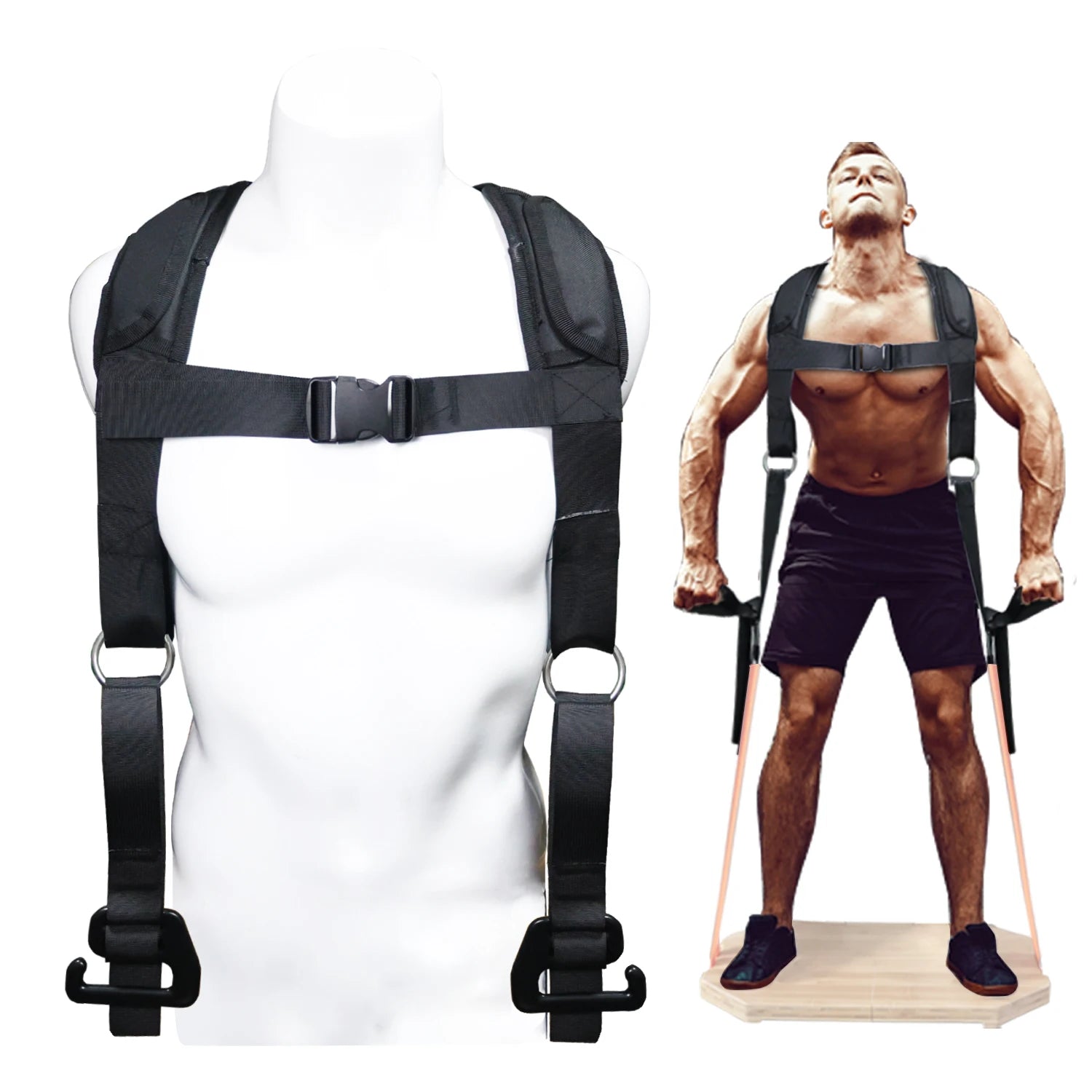 Adjustable Squat Harness Vest for Resistance Bands – Padded Shoulder Strap for Squat and Strength Training Workouts