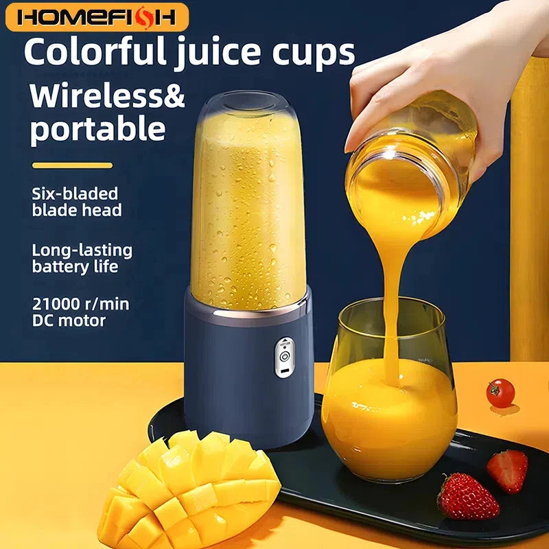 Portable Electric Blender Bottle – 6-Blade Smoothie Maker & Ice-Crushing Juice Cup
