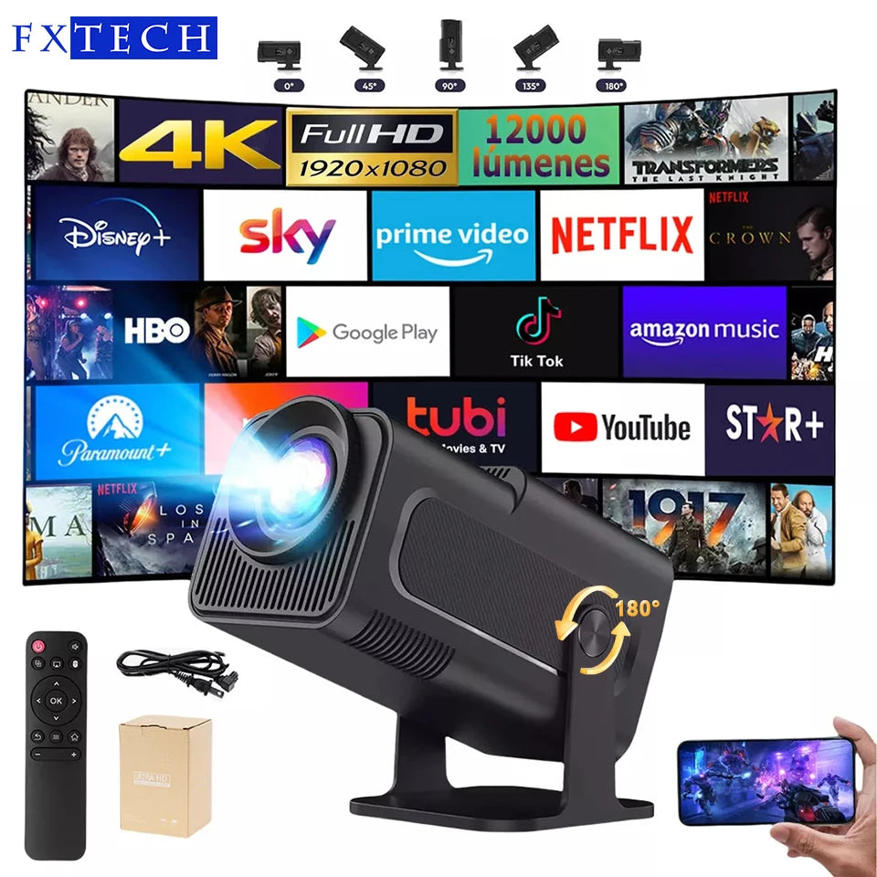 KaiAqua HY320 Pro 4K Projector – Android 13, Dual WiFi 6, 390ANSI Lumens