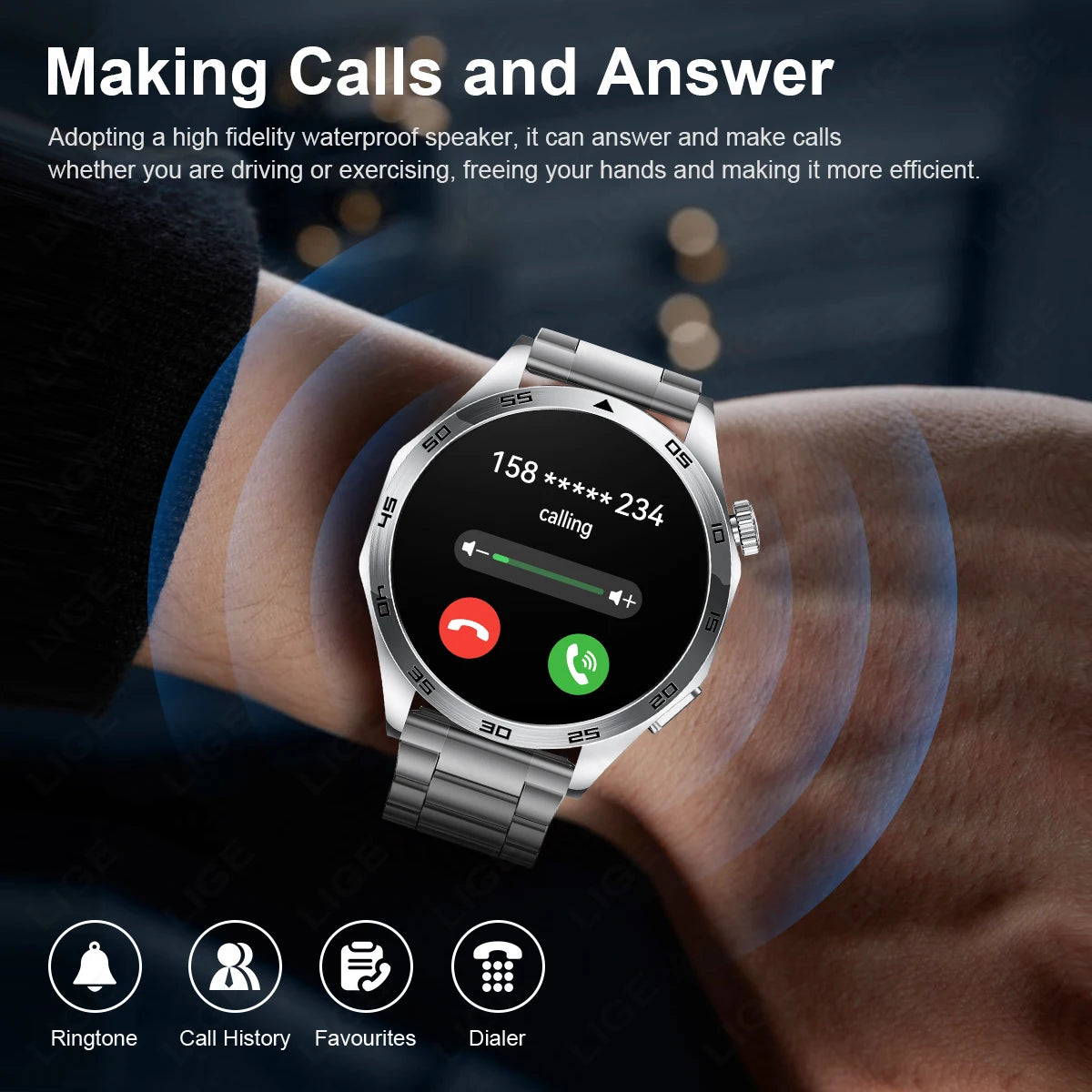 LIGE GT4 Pro Men's Smartwatch – ECG, Heart Rate, Bluetooth Call, Sports & Fitness Tracker for Android & iOS